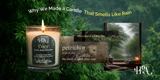 petrichor scented candle India — House of Ardour Cozy Candle soy wax