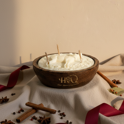 Reindeer Wooden Bowl Candle