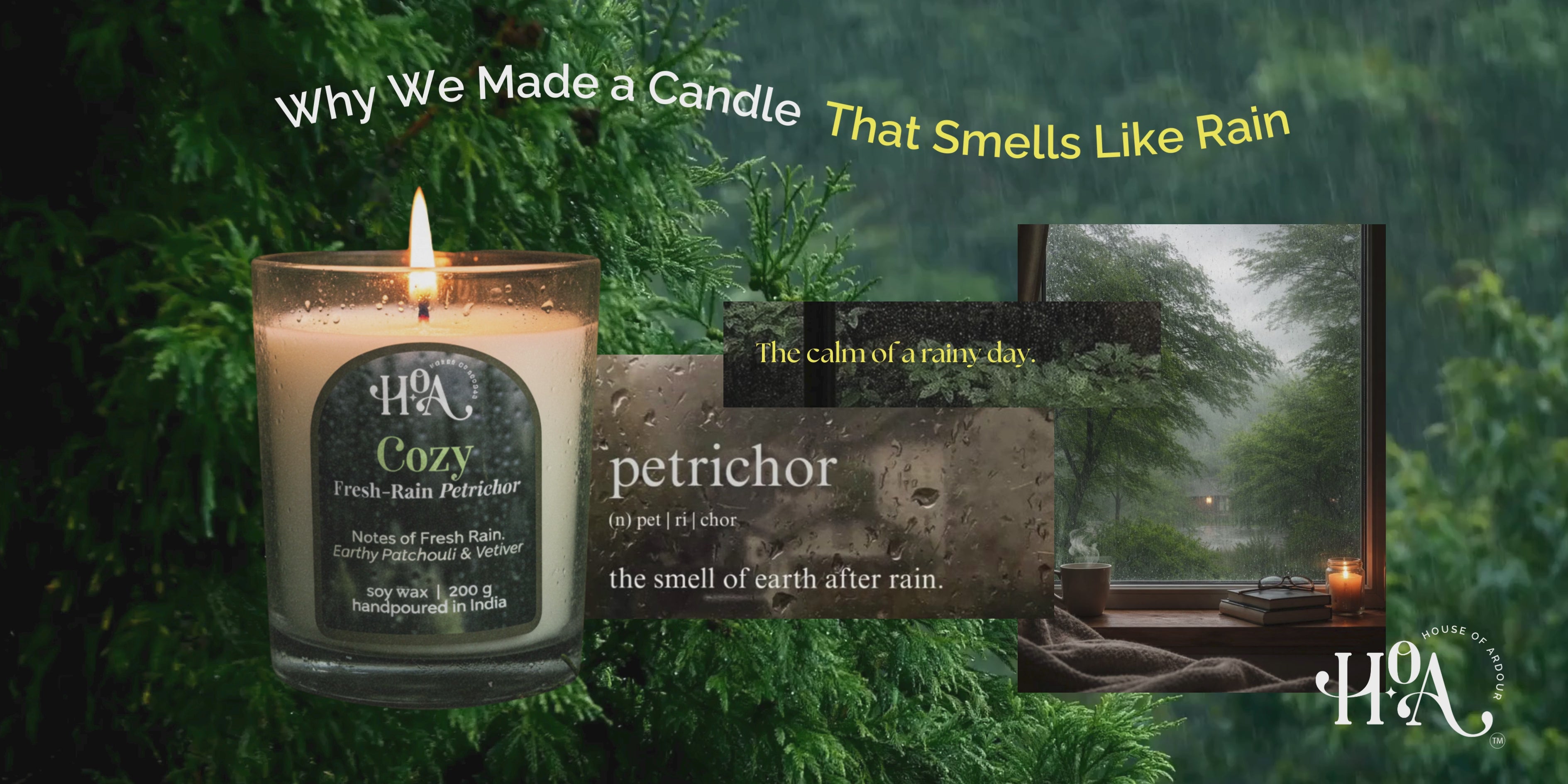 Load video: petrichor scented candle India — House of Ardour Cozy Candle soy wax